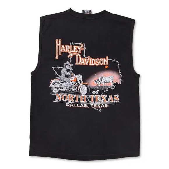 Y2K Vintage Harley Davidson Flame Tank Top TexasSize Medium Men's